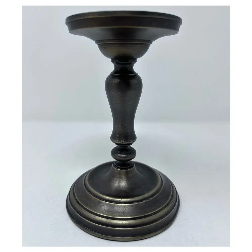 Restoration Hardware Durable Metal Brushed Brass Finish Candle Holder 6